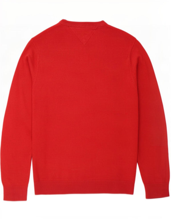 Tommy Hilfiger Mens Crew Neck Jumper Sweater Small Red Cotton