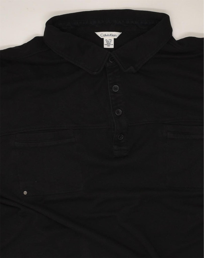 CALVIN KLEIN Mens Polo Shirt XL Black Cotton | Vintage Calvin Klein | Thrift | Second-Hand Calvin Klein | Used Clothing | Messina Hembry 