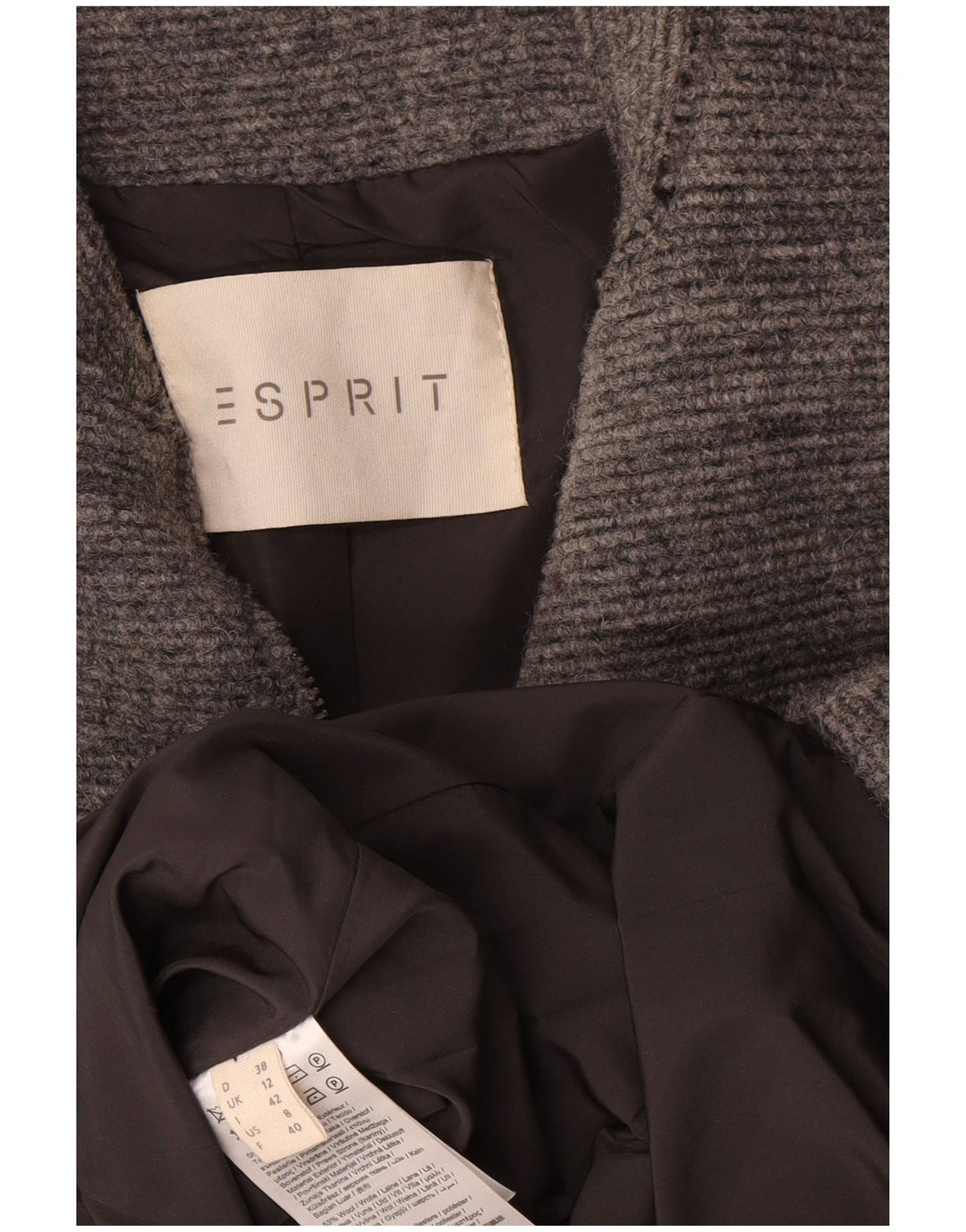 Esprit Womens Overcoat UK 12 Medium Grey Wool