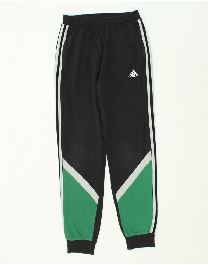 ADIDAS Boys Tracksuit Trousers Joggers 13-14 Years Black Colourblock | Vintage Adidas | Thrift | Second-Hand Adidas | Used Clothing | Messina Hembry 