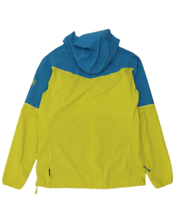 Jack Wolfskin Mens Hooded Rain Jacket UK 42 Large Yellow Colourblock