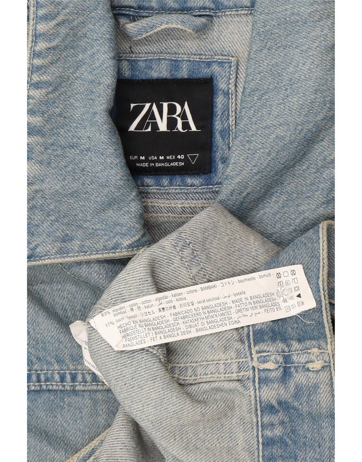 Zara Mens Denim Jacket UK 38 Medium Blue Cotton