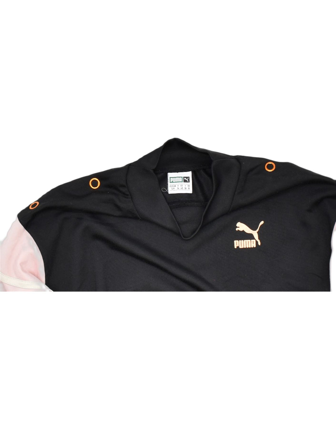 PUMA Womens Oversized Crop Sweatshirt Jumper UK 10 Small Black Colourblock | Vintage | Thrift | Second-Hand | Used Clothing | Messina Hembry 