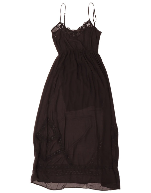 Zara Womens Maxi Slip Dress UK 10 Small Black Floral