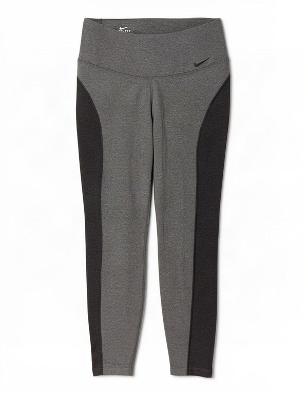 Nike Womens Dri Fit Leggings UK 18 XL Grey Colourblock Cotton