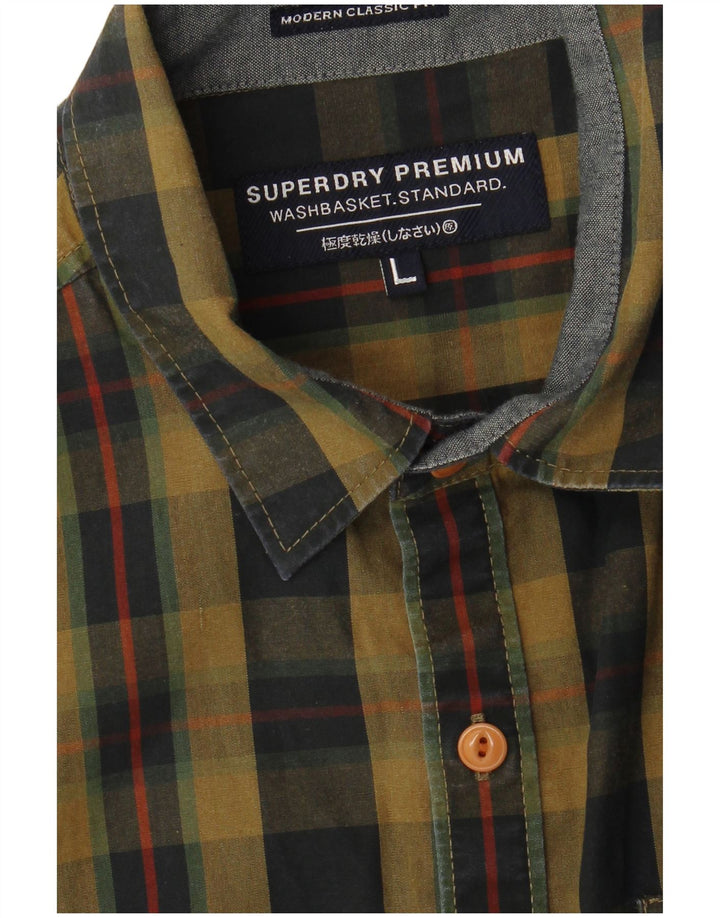 Superdry Mens Shirt Large Khaki Check