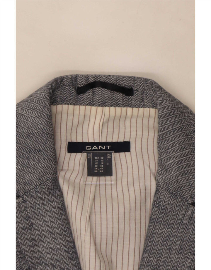Gant Womens 2 Button Blazer Jacket UK 16 Large Grey Linen