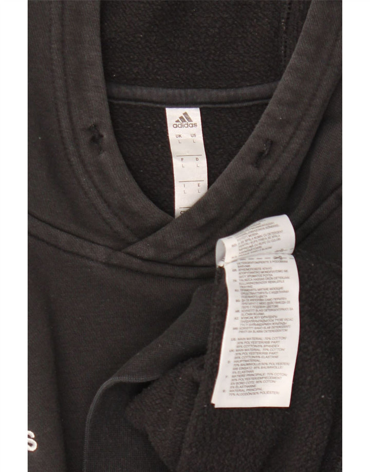Adidas Mens Hoodie Jumper Large Black Cotton