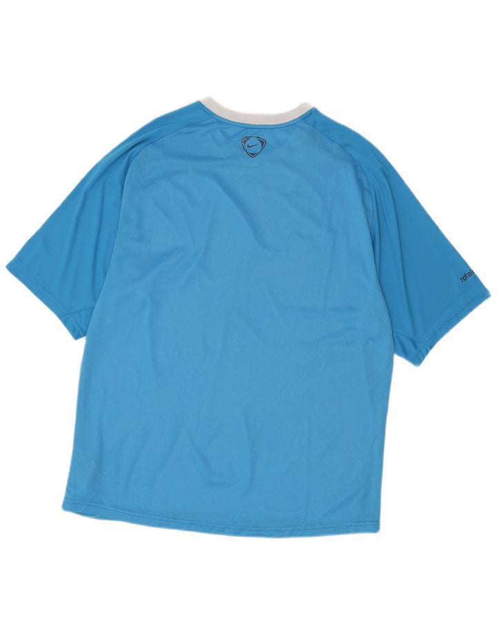 Nike Mens T-Shirt Top UK 42/44 Large Blue Geometric Polyester
