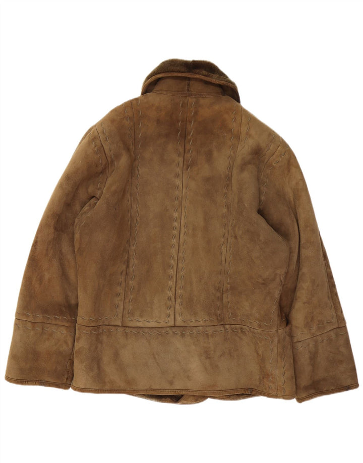 Vintage Womens Shearling Jacket IT 42 Medium Khaki