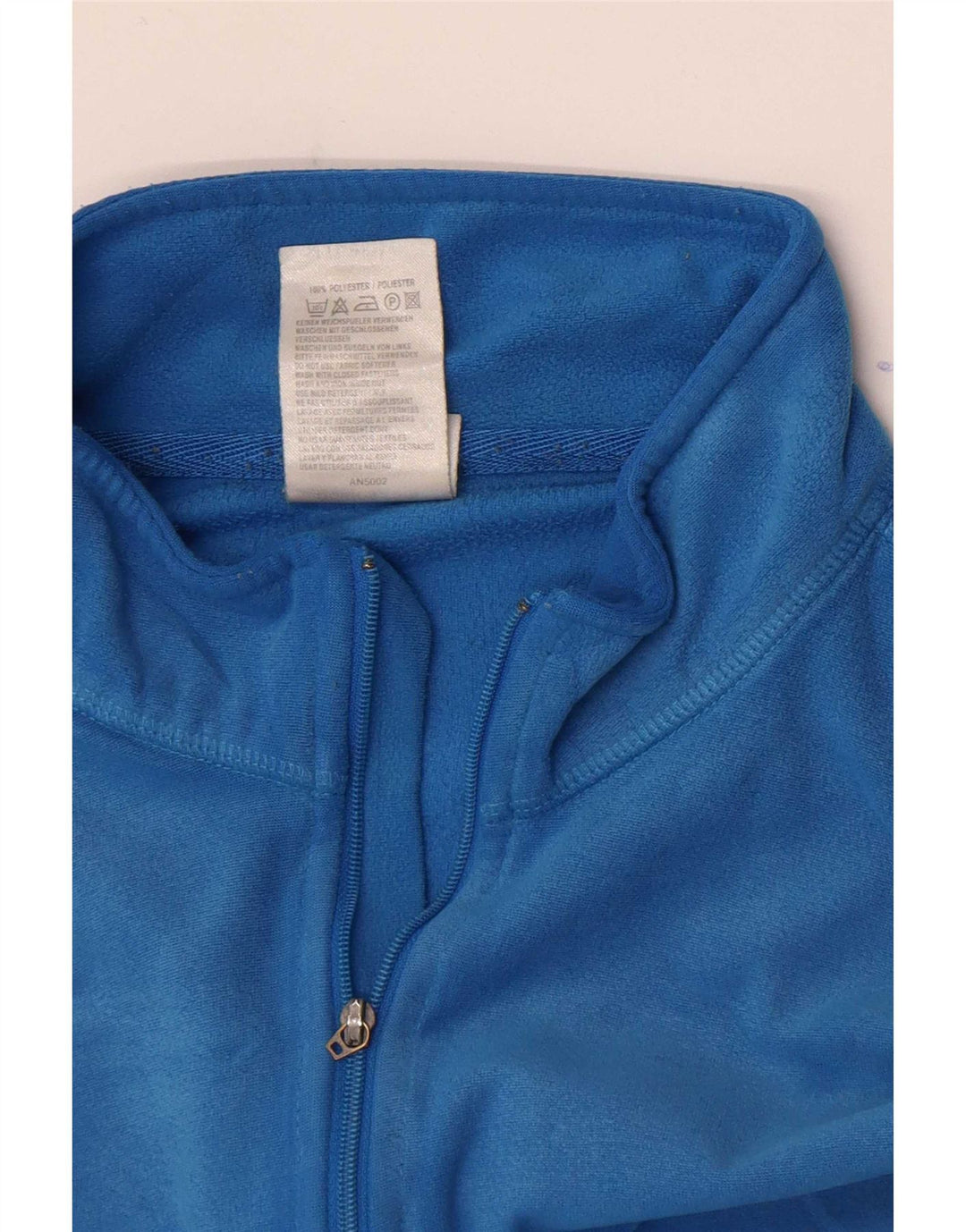 Adidas Womens Loose Fit Zip Neck Top Long Sleeve Medium Blue Polyester