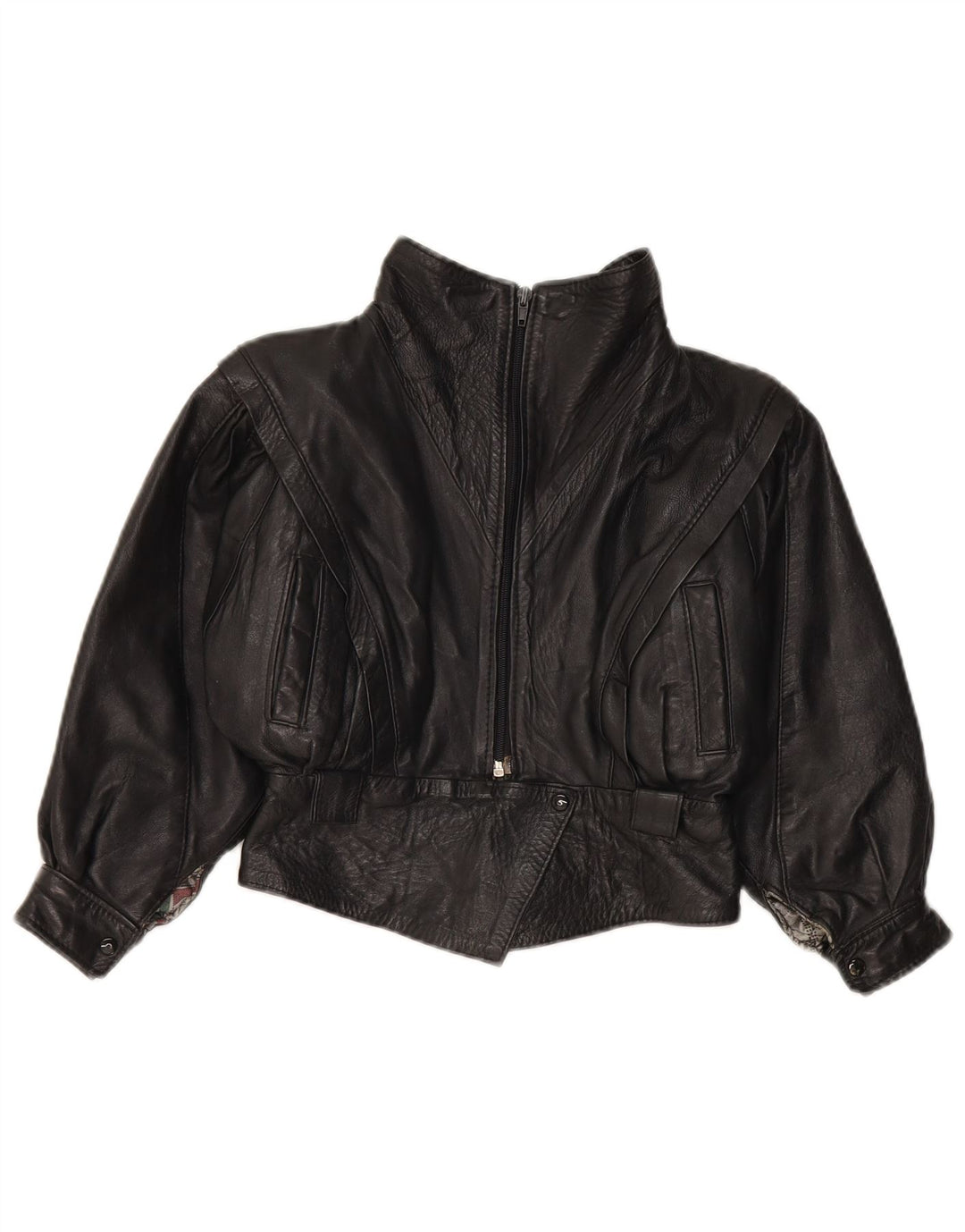 Vintage Girls Leather Jacket 7-8 Years Medium Black Leather