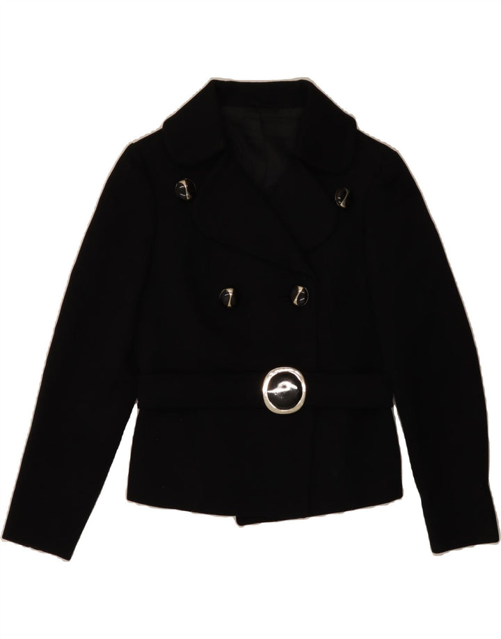 VINTAGE Womens Double Breasted Blazer Jacket UK 12 Medium Black Vintage Vintage and Second-Hand Vintage from Messina Hembry 