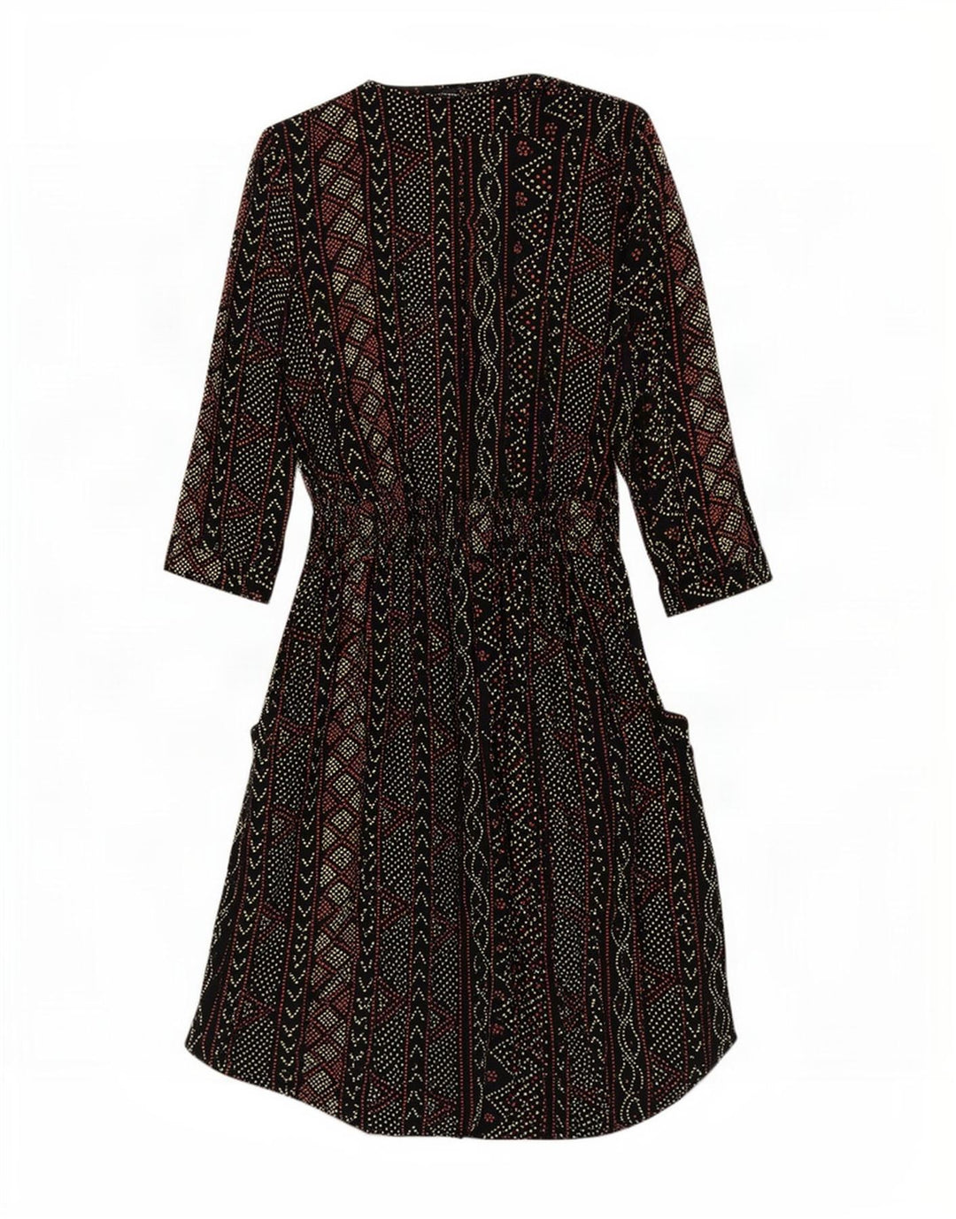 Warehouse Womens 3/4 Sleeve Empire Dress UK 12 Medium Black Geometric