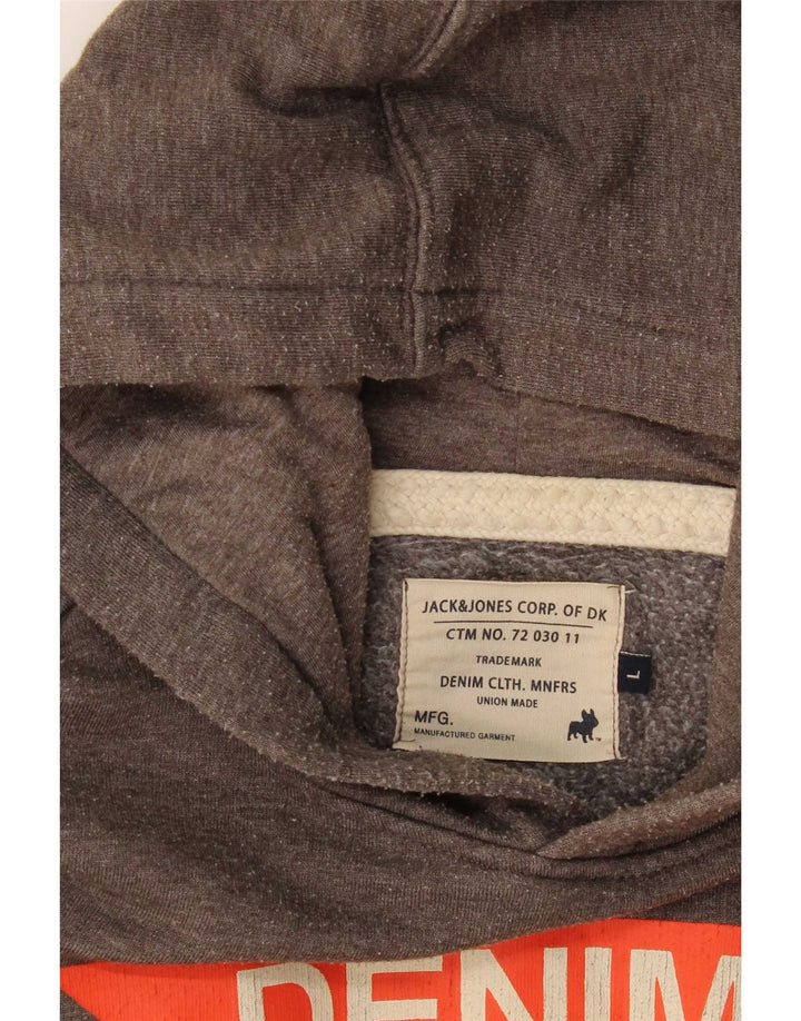 Jack & Jones Mens Graphic Hoodie Jumper Large Grey