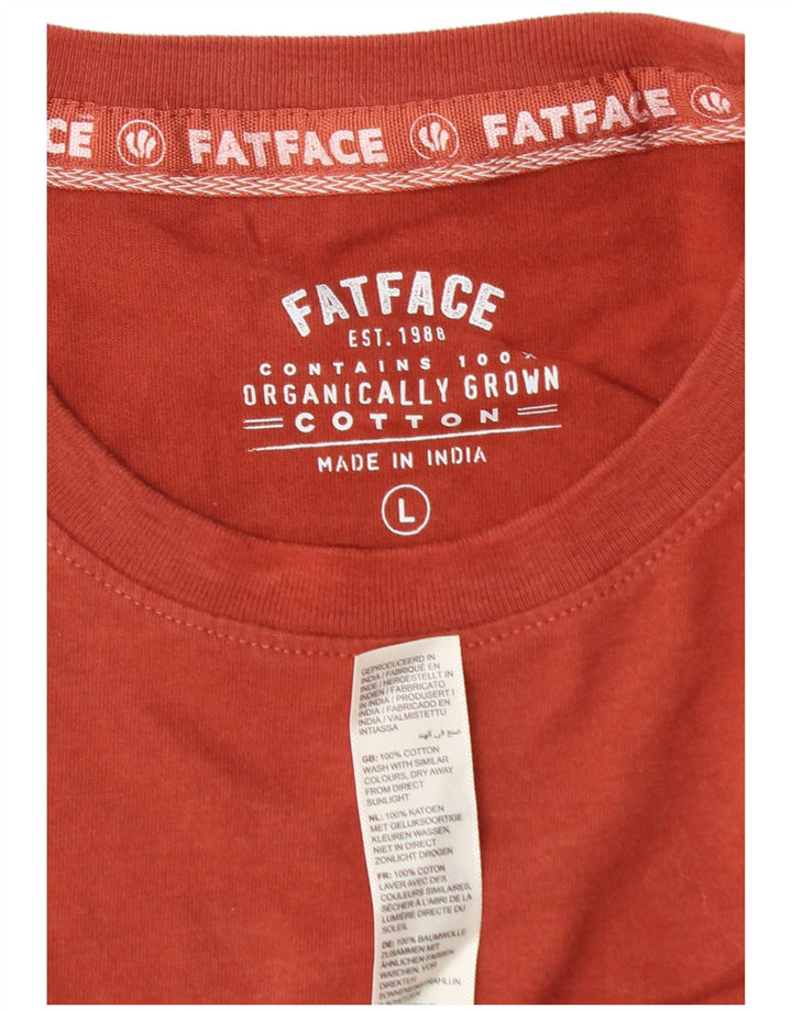 FAT FACE Mens T-Shirt Top Large Orange Cotton