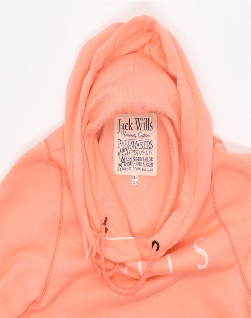 JACK WILLS Womens Graphic Hoodie Jumper UK 10 Small Orange Cotton | Vintage | Thrift | Second-Hand | Used Clothing | Messina Hembry 