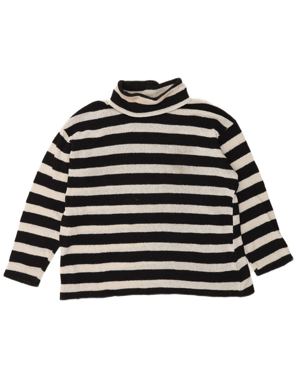 Zara Womens Oversized Roll Neck Jumper Sweater UK 10 Small Black Striped