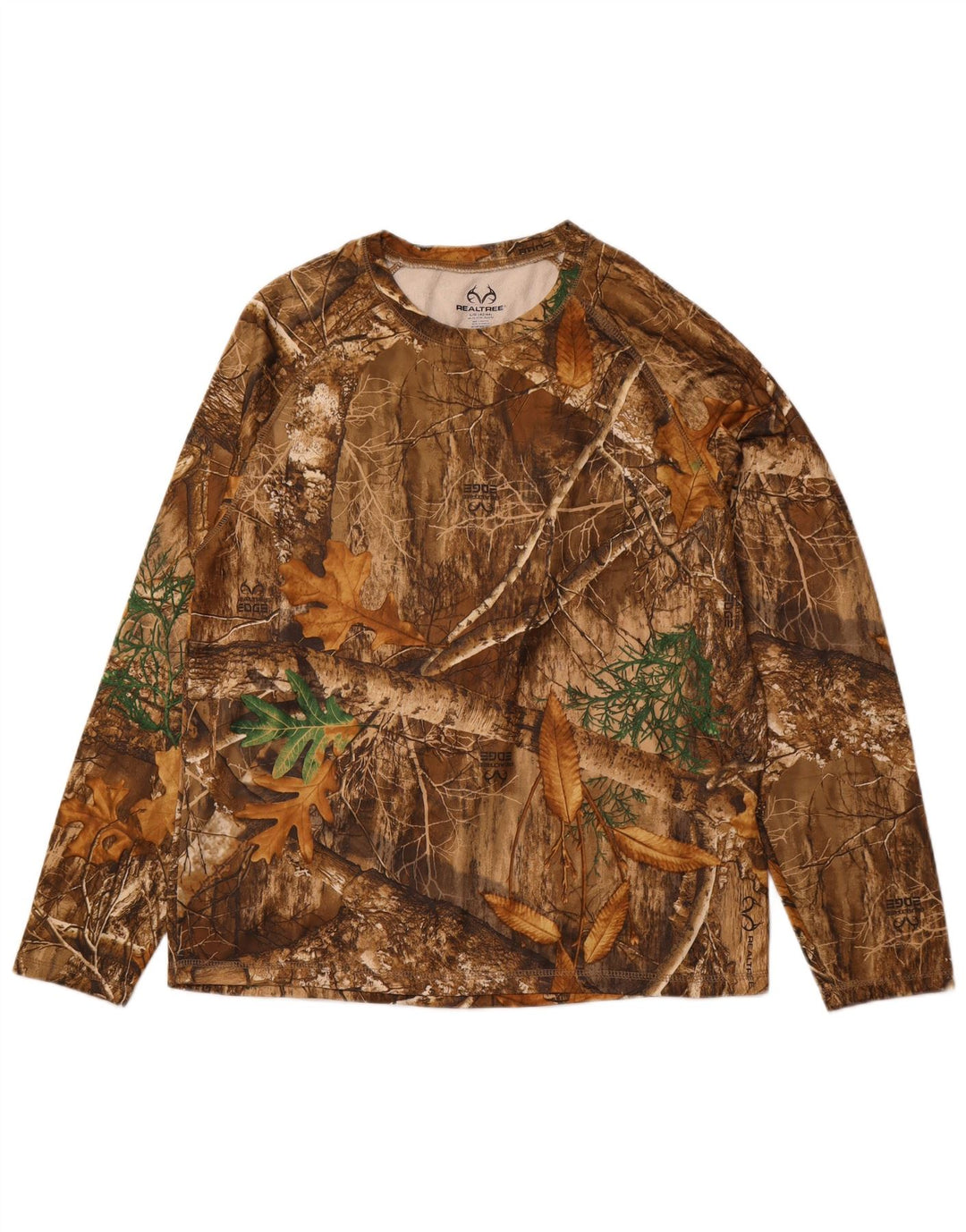 REALTREE Mens Top Long Sleeve UK 42/44 Large Brown Camouflage Polyester