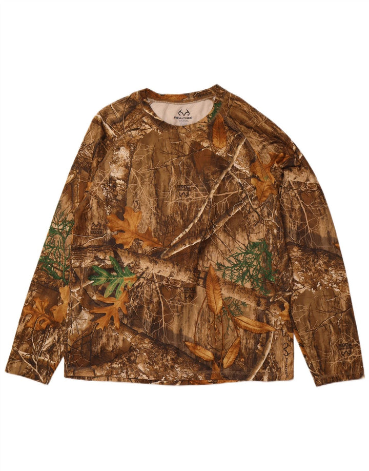 REALTREE Mens Top Long Sleeve UK 42/44 Large Brown Camouflage Polyester