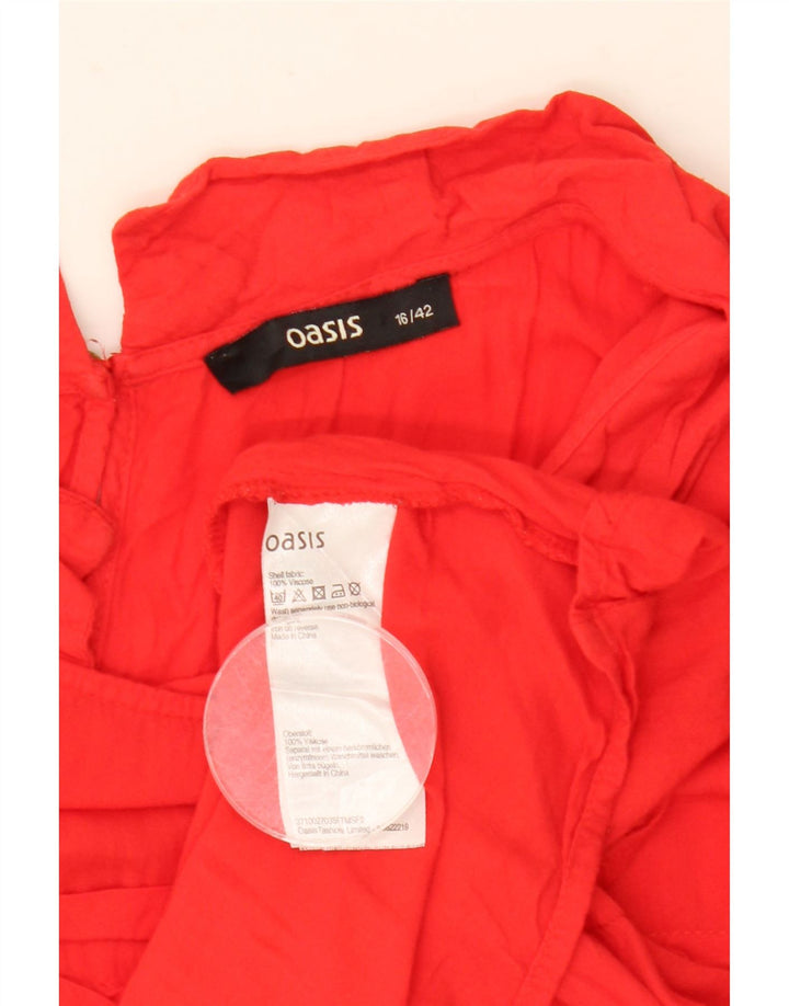 Oasis Womens Blouse Top UK 16 Large Red Viscose