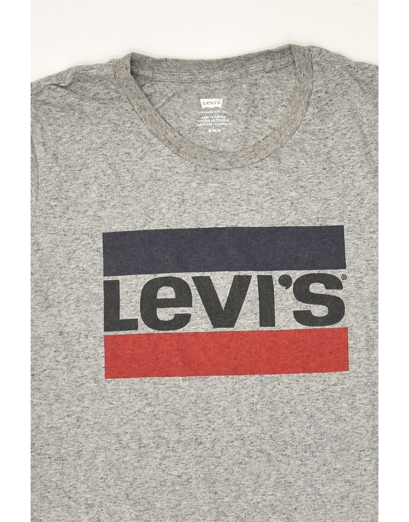 LEVI'S Womens Graphic T-Shirt Top UK 14 Medium Grey Cotton | Vintage Levi's | Thrift | Second-Hand Levi's | Used Clothing | Messina Hembry 