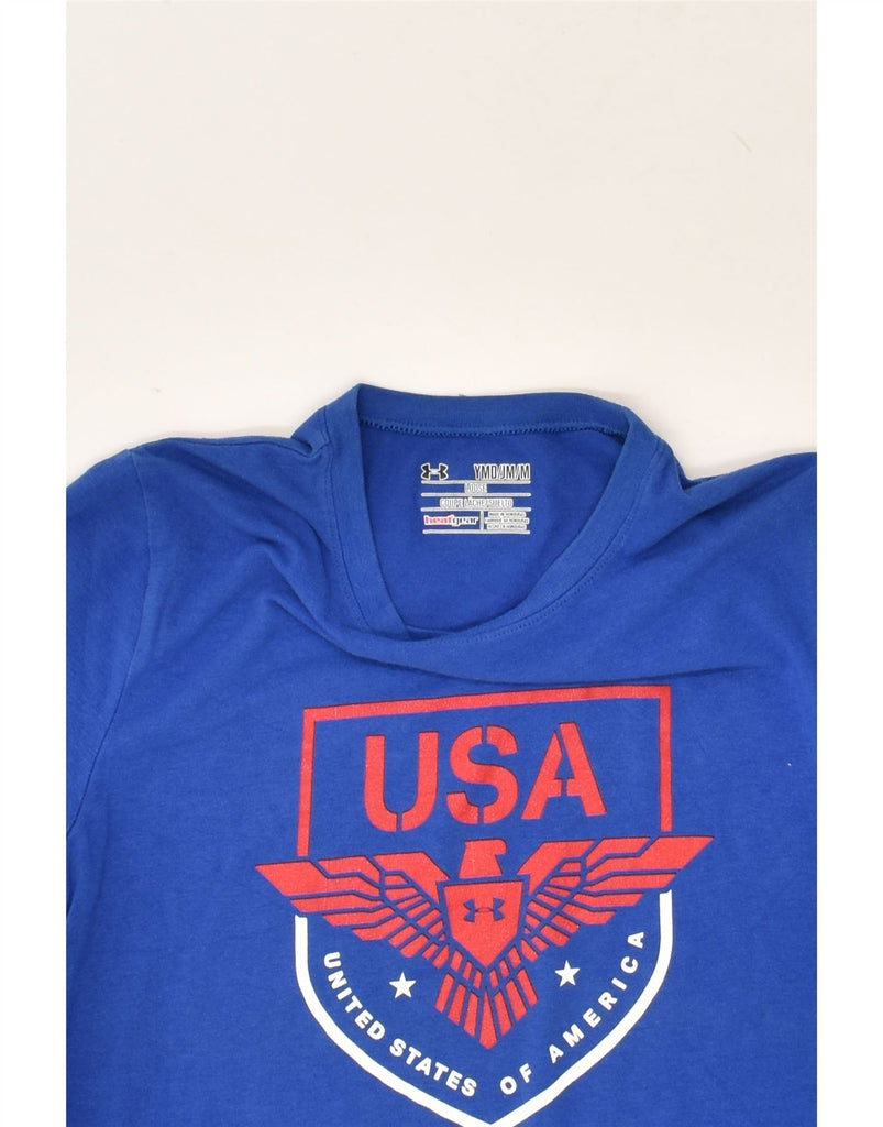 UNDER ARMOUR Boys Heat Gear Graphic T-Shirt Top 9-10 Years Medium Blue | Vintage Under Armour | Thrift | Second-Hand Under Armour | Used Clothing | Messina Hembry 