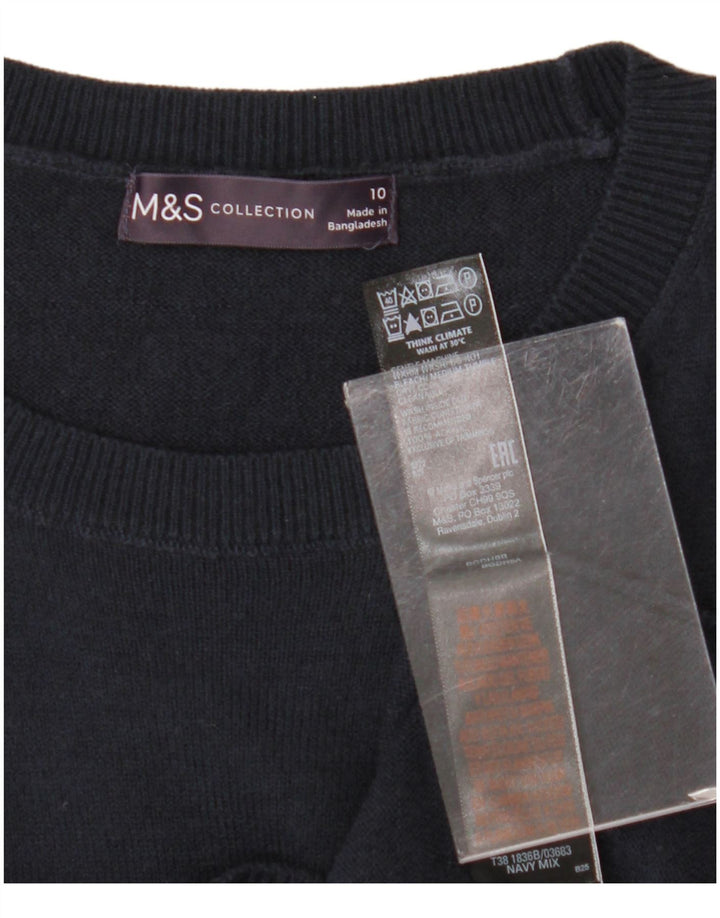 Marks & Spencer Womens Crew Neck Jumper Sweater UK 10 Small Navy Blue