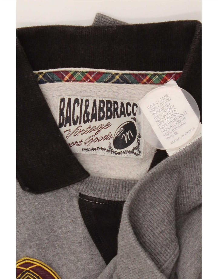BACI & ABBRACCI Mens Graphic Sweatshirt Jumper Medium Grey Colourblock