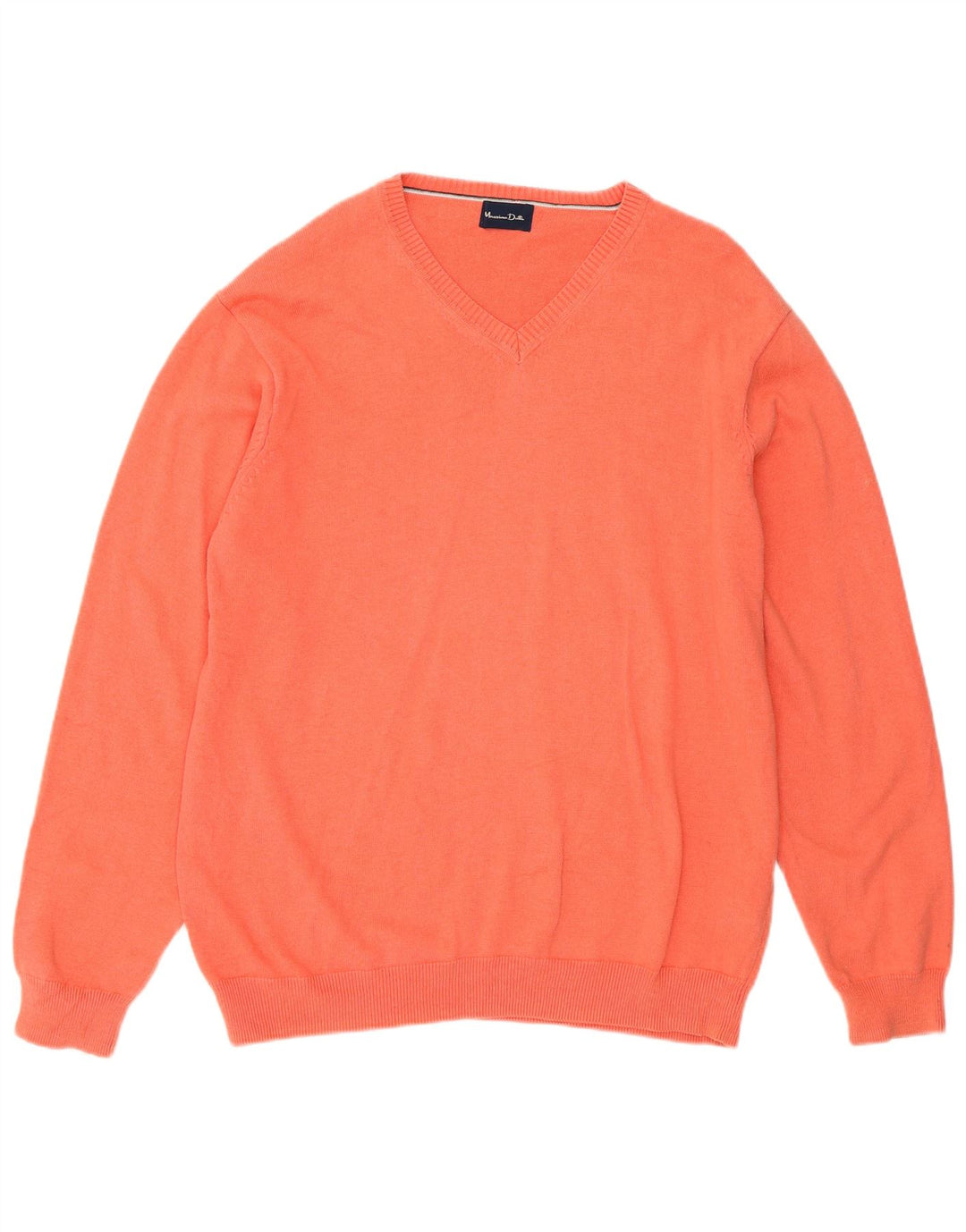 MASSIMO DUTTI Mens V-Neck Jumper Sweater Large Pink Cotton