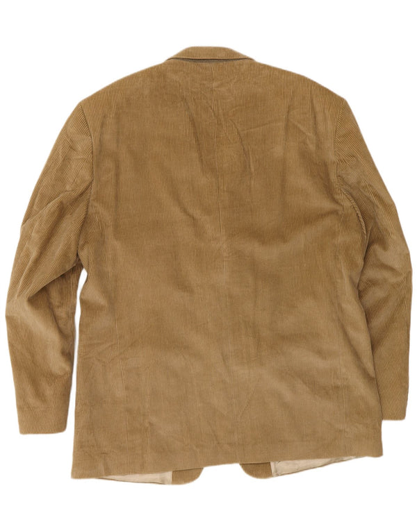 Kartel Mens 3 Button Corduroy Blazer Jacket UK 46 3XL Brown Cotton