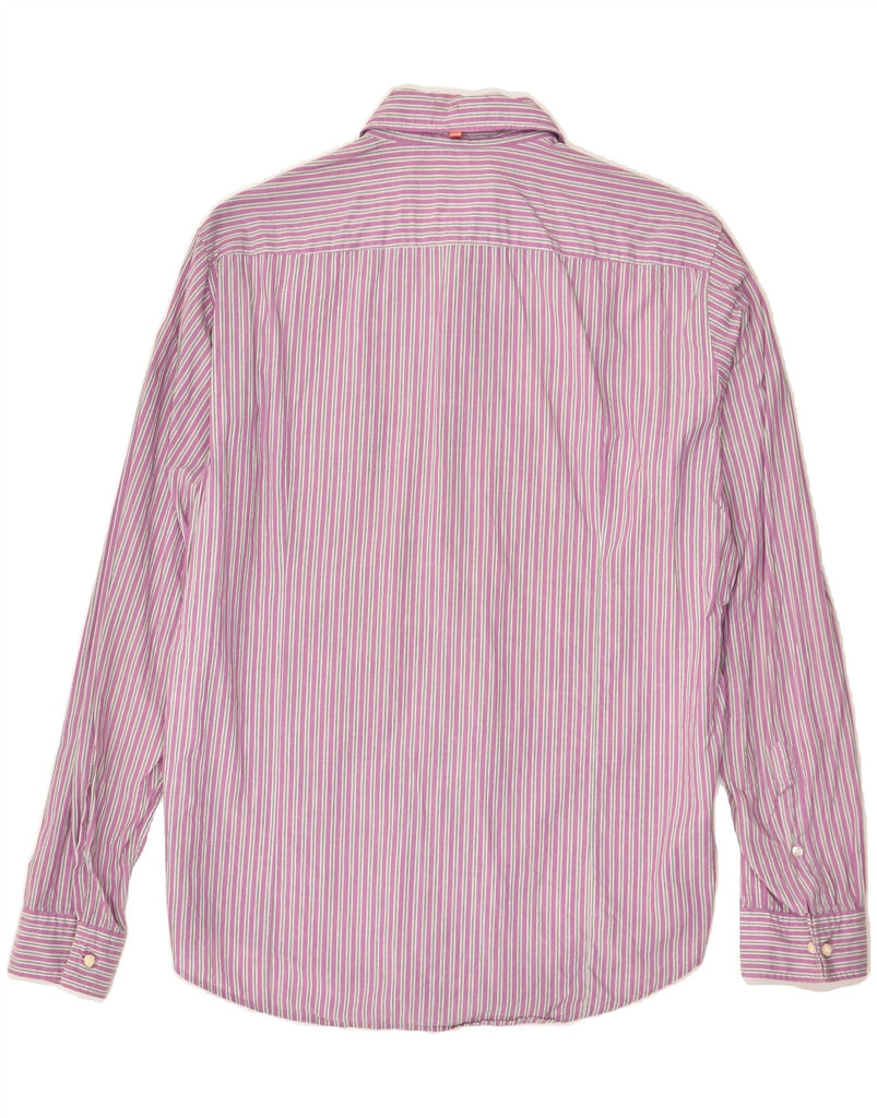 HUGO BOSS Mens Shirt Large Purple Striped Cotton | Vintage Hugo Boss | Thrift | Second-Hand Hugo Boss | Used Clothing | Messina Hembry 