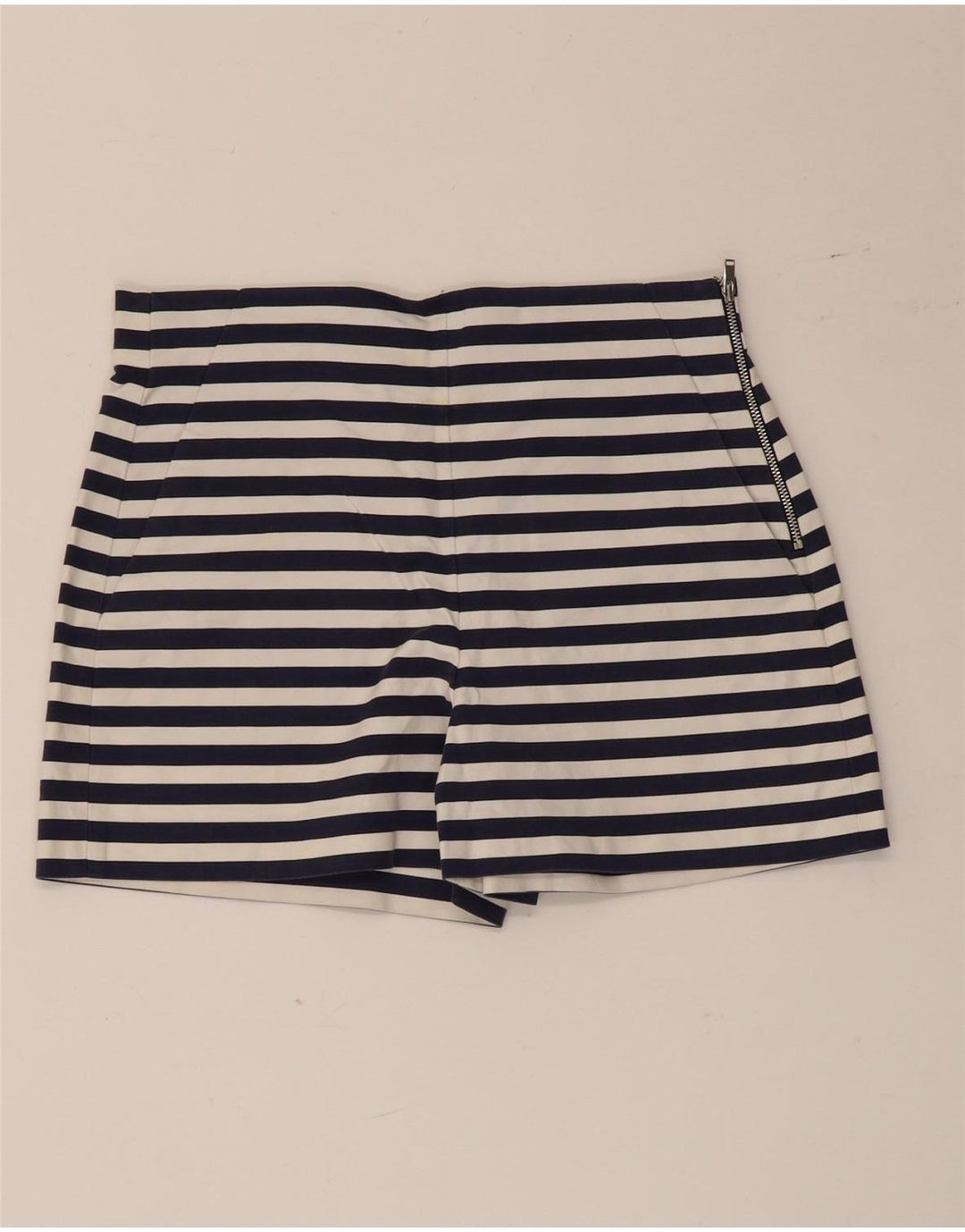 Zara Womens Hot Pants Medium W28  Navy Blue Striped Cotton