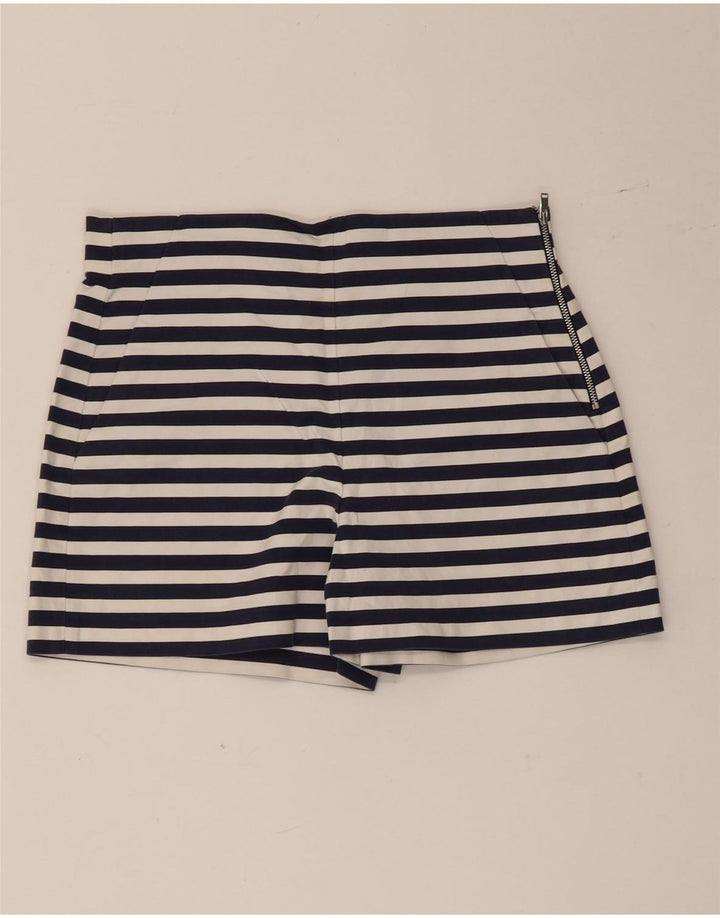 Zara Womens Hot Pants Medium W28  Navy Blue Striped Cotton