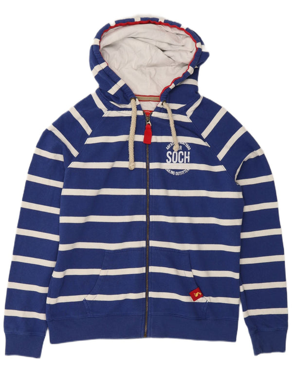 Joules Womens Graphic Regular Fit Hoodie Jumper UK 16 Large Blue Striped