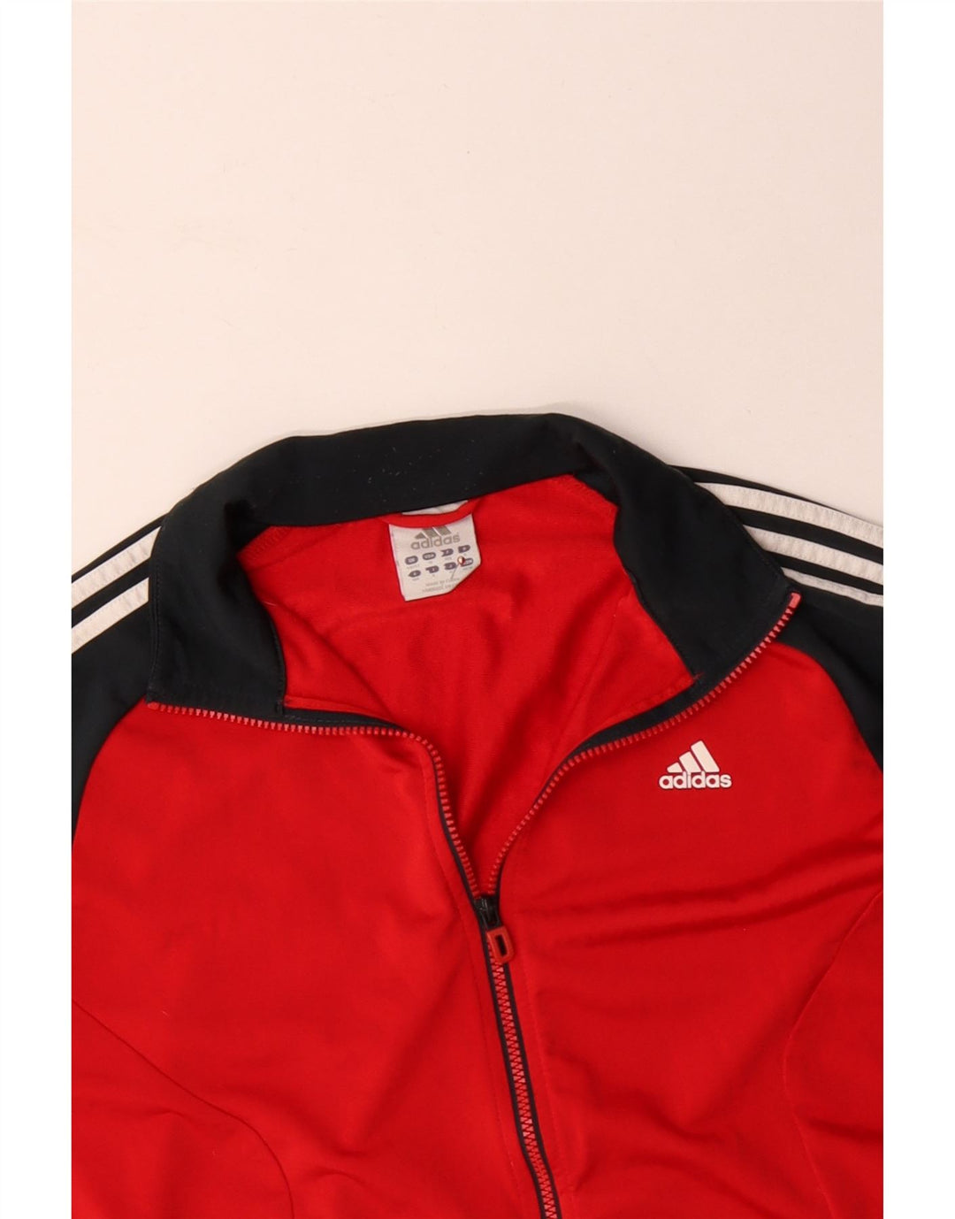 ADIDAS Mens Tracksuit Top Jacket UK 40/42 Medium Red Colourblock Polyester