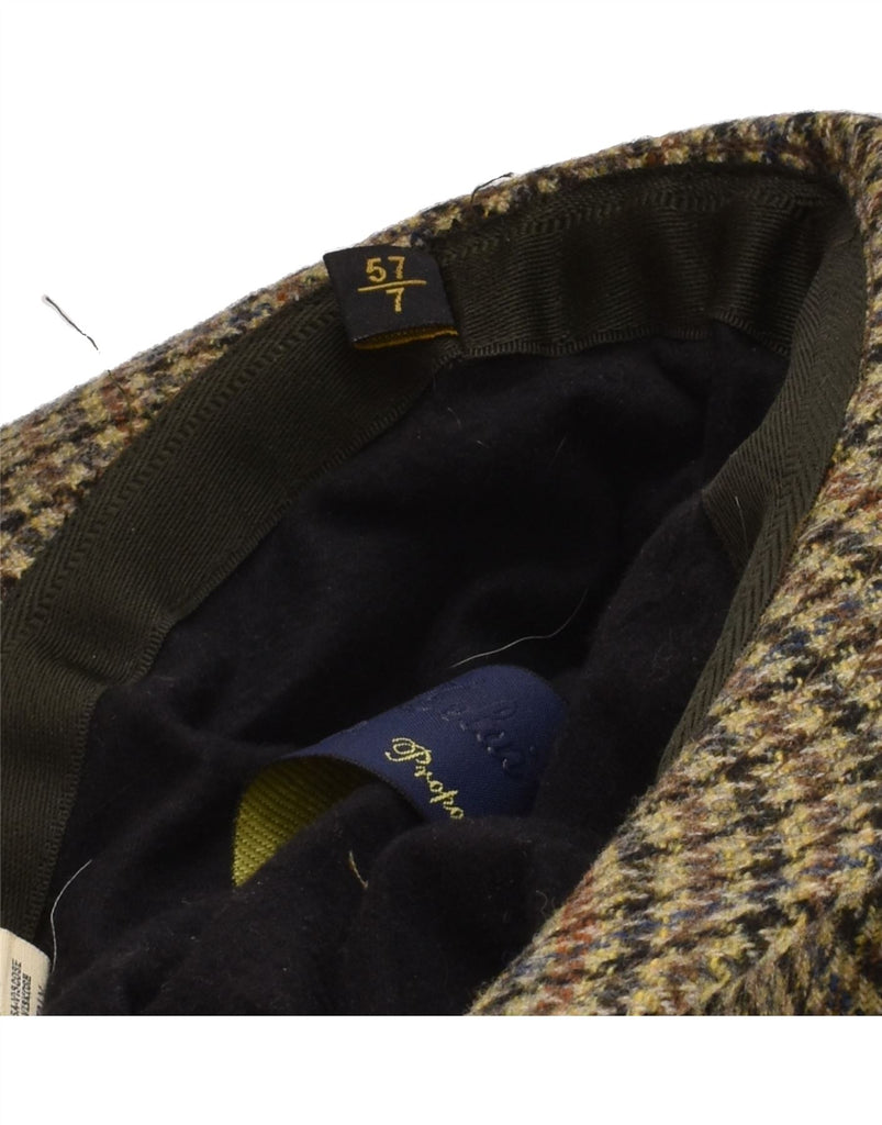 VINTAGE Mens Homburg Hat Size 57 Medium Khaki Houndstooth Virgin Wool | Vintage Vintage | Thrift | Second-Hand Vintage | Used Clothing | Messina Hembry 