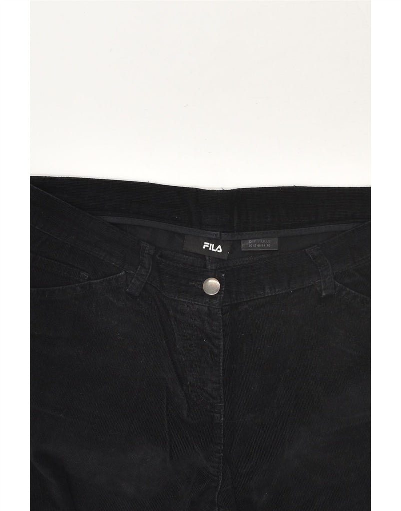 FILA Womens Bootcut Corduroy Trousers UK 14 Large W32 L31 Black | Vintage Fila | Thrift | Second-Hand Fila | Used Clothing | Messina Hembry 