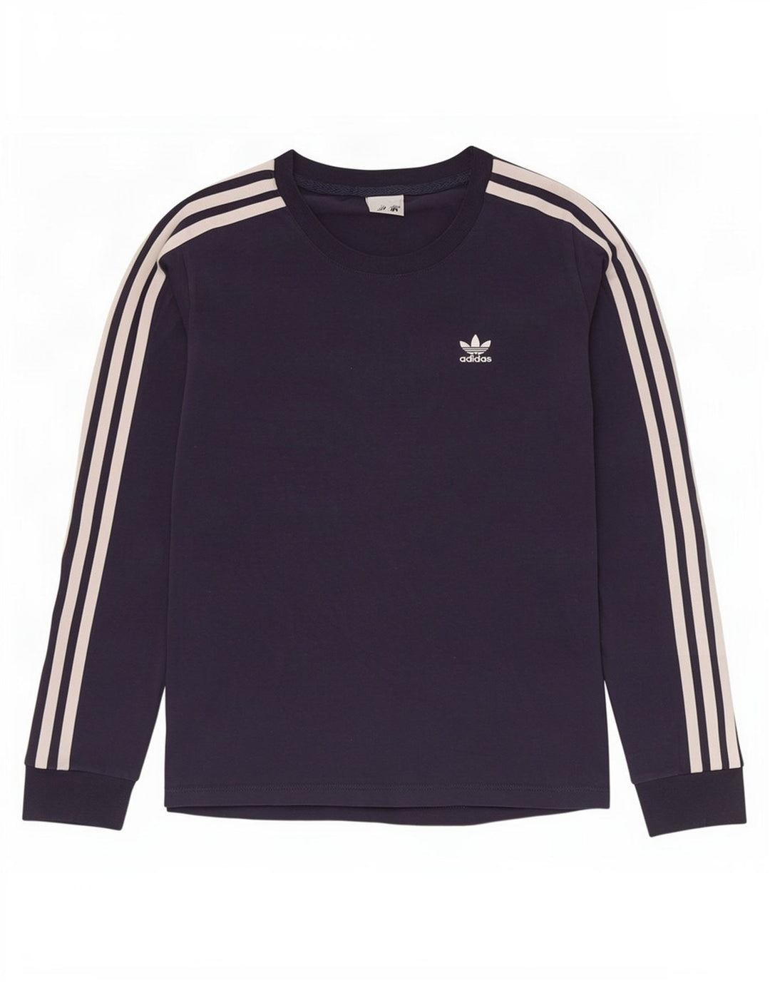 Adidas Womens Top Long Sleeve UK 10 Small Navy Blue Cotton