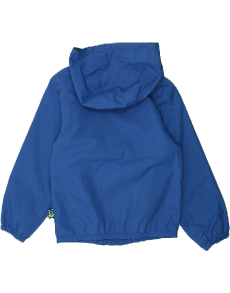 BENETTON Boys Hooded Rain Jacket 4-5 Years XS Blue Polyester | Vintage Benetton | Thrift | Second-Hand Benetton | Used Clothing | Messina Hembry 