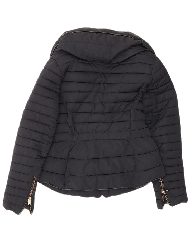 Zara Womens Padded Jacket UK 12 Medium Navy Blue Polyester