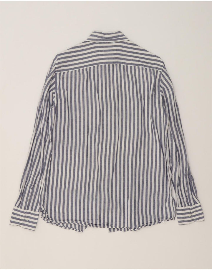 MASSIMO DUTTI Mens Shirt Medium Blue Striped Cotton