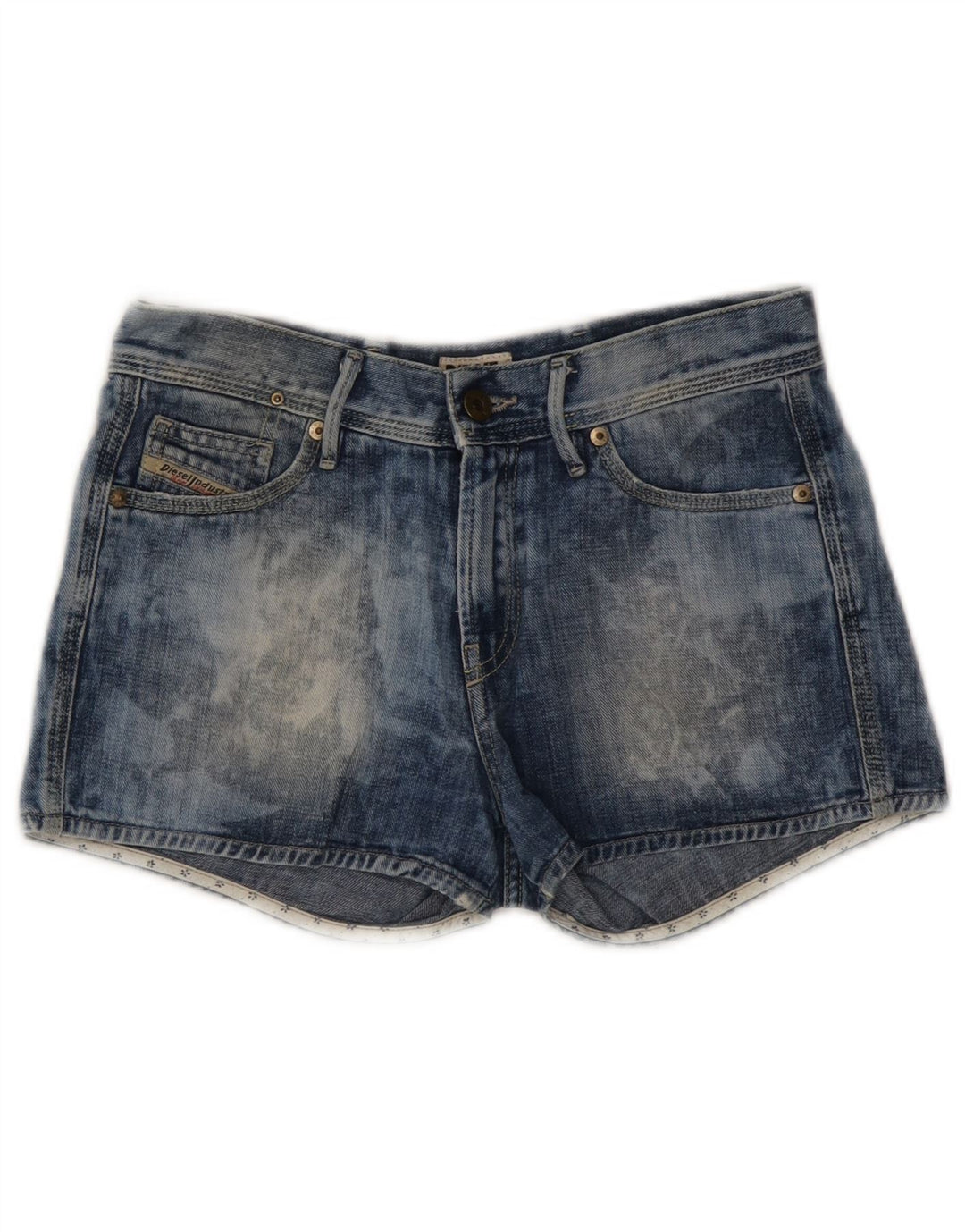 DIESEL Womens Acid Wash Denim Shorts W25 XS Blue Cotton