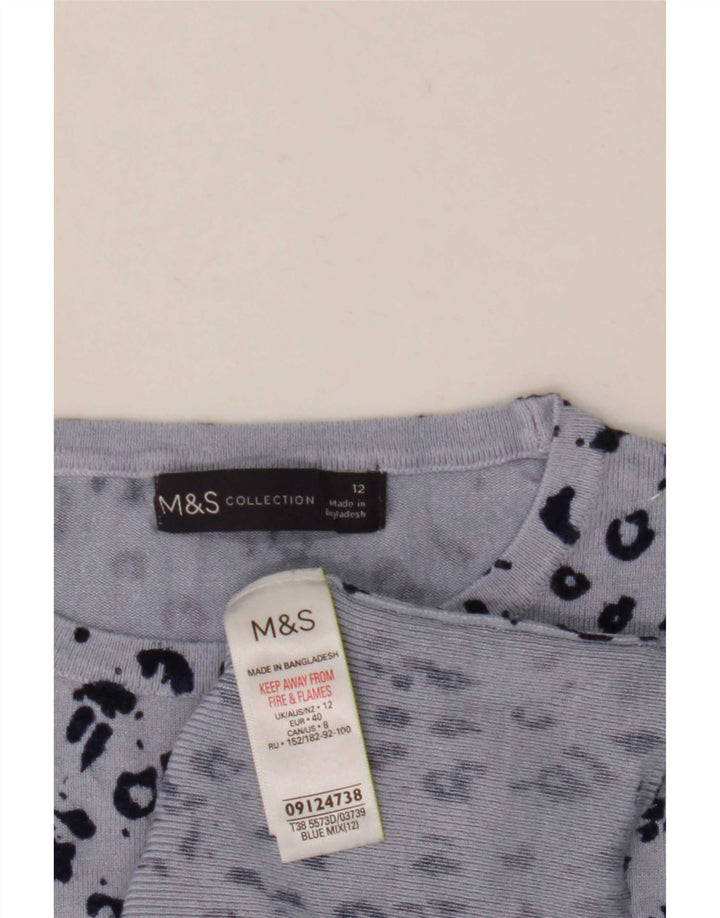 Marks & Spencer Womens Crew Neck Jumper Sweater UK 12 Medium Blue