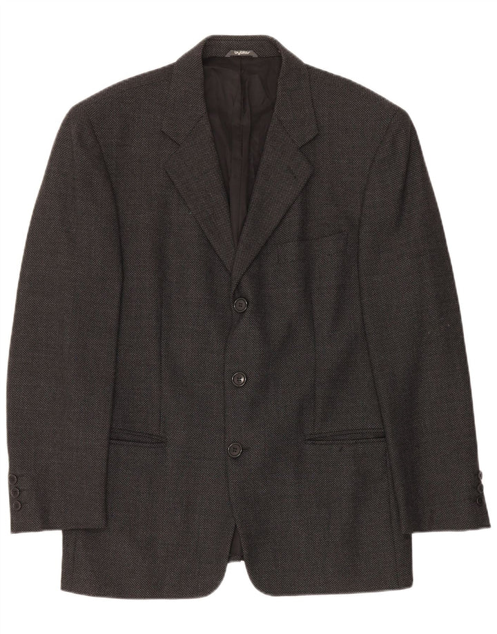 Byblos Mens 3 Button Blazer Jacket EU 48 Medium Grey Wool