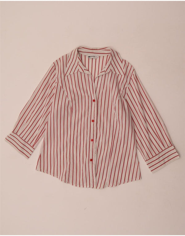 Persona Womens 3/4 Sleeve Shirt Size 19 Small Red Pinstripe Cotton