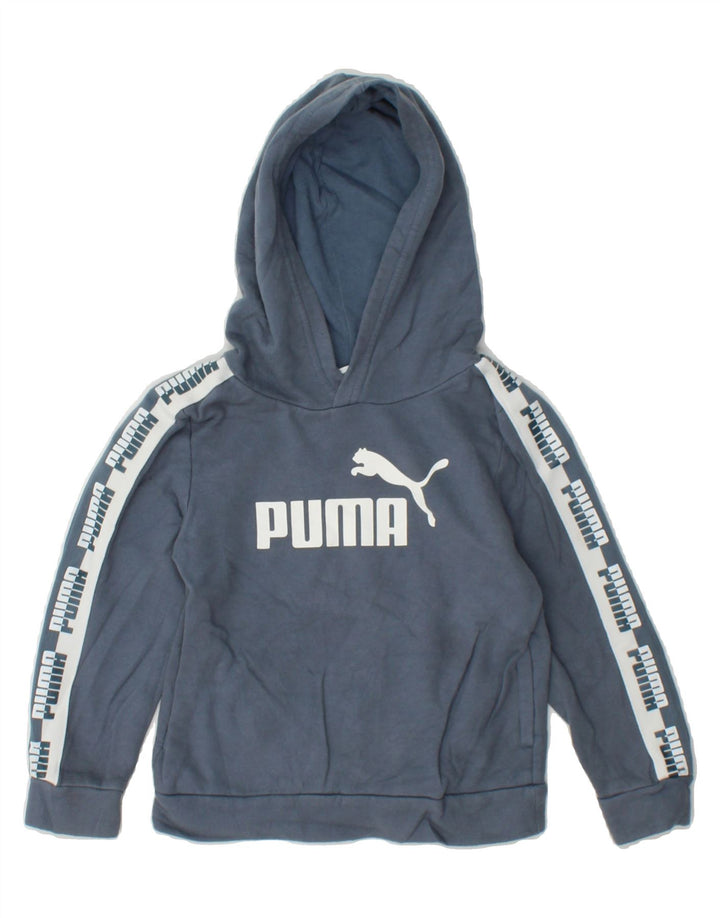 PUMA Boys Graphic Hoodie Jumper 3-4 Years Blue Cotton Vintage Puma and Second-Hand Puma from Messina Hembry 