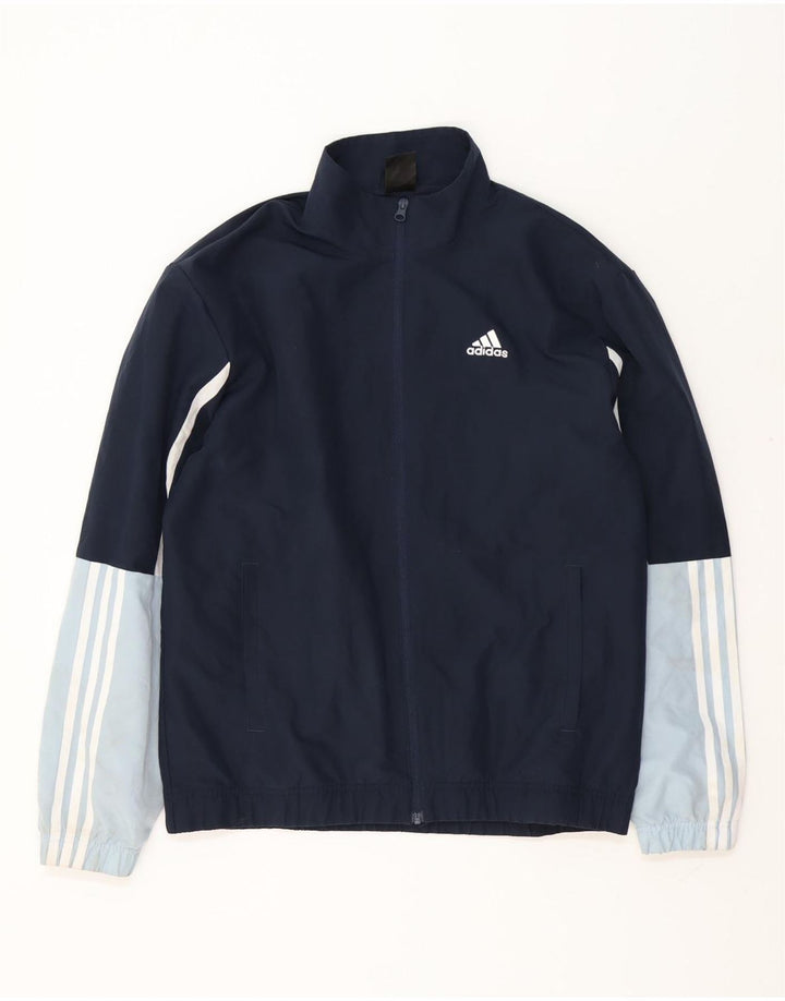 Adidas Mens Tracksuit Top Jacket Medium Navy Blue Colourblock Polyester