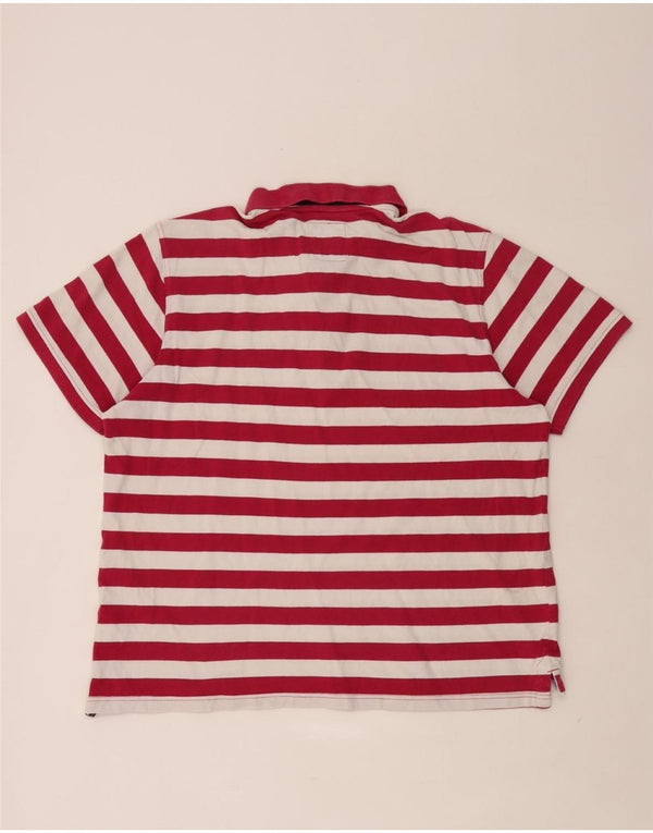 Crew Clothing Mens Polo Shirt 2XL Burgundy Striped Cotton