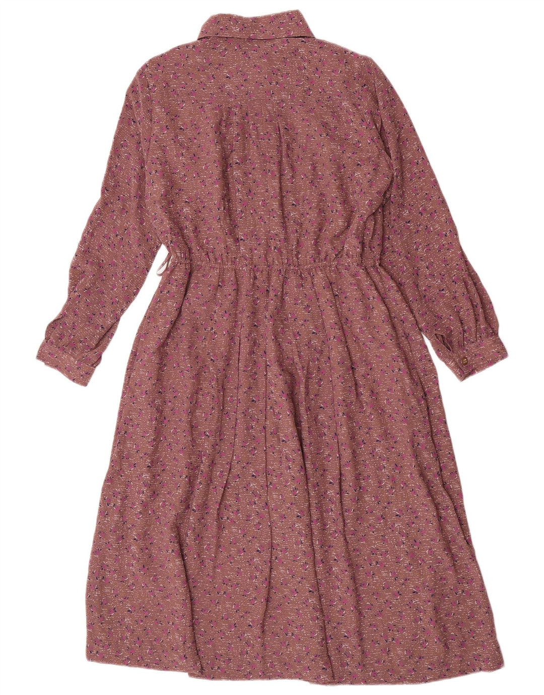 Vintage Womens Maxi Pullover Shirt Dress UK 12 Medium Brown Floral